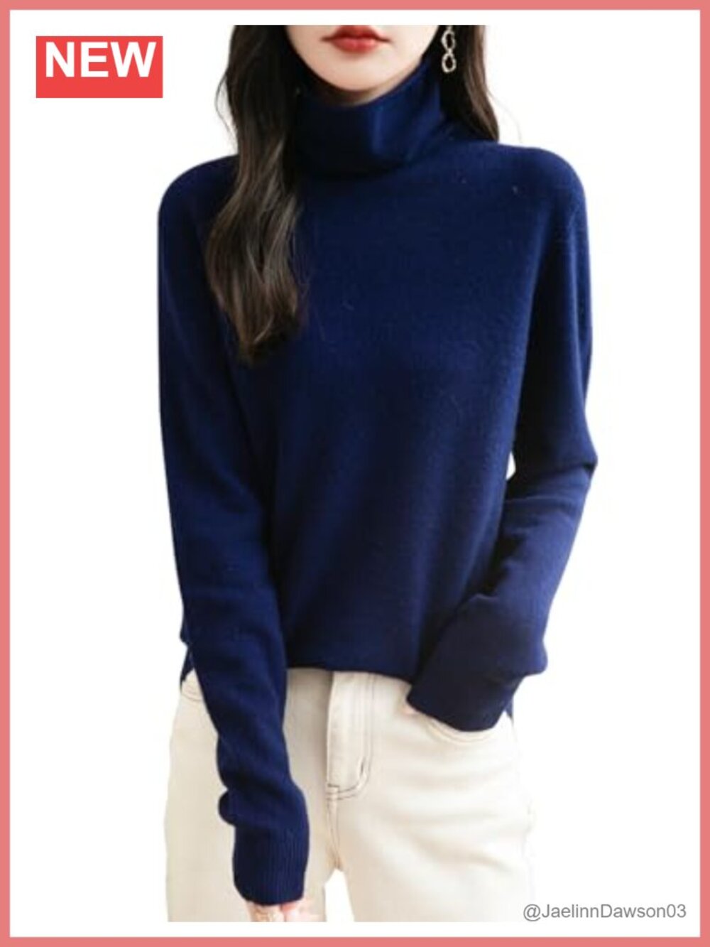 100% Merino Wool Seamless Turtleneck Sweater Long Sleeve Pullover